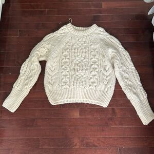 Zara Cream/White chunky cable knit sweater